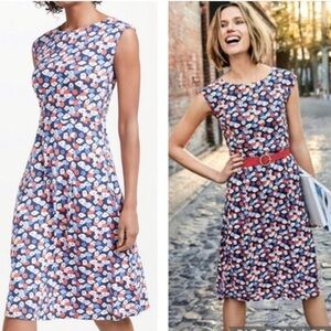 Boden Navy Blue Floral Short Sleeve Jersey Knit Marina Dress